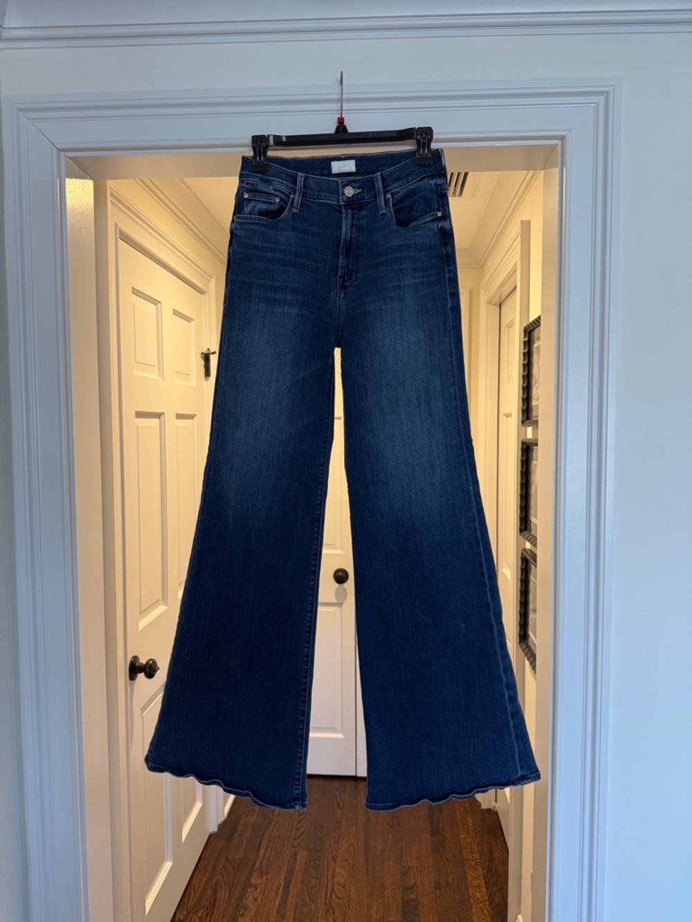 MOTHER Wide-Leg Flare Jeans in Dark Blue